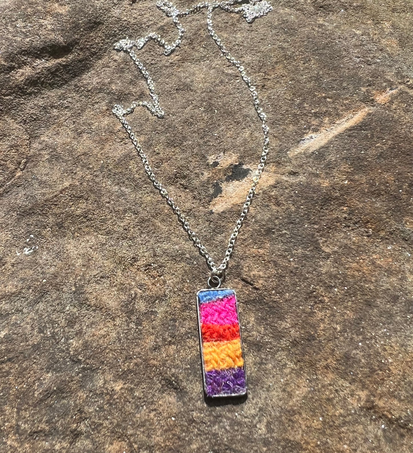 Rainbow Harris Tweed Patchwork Pendant