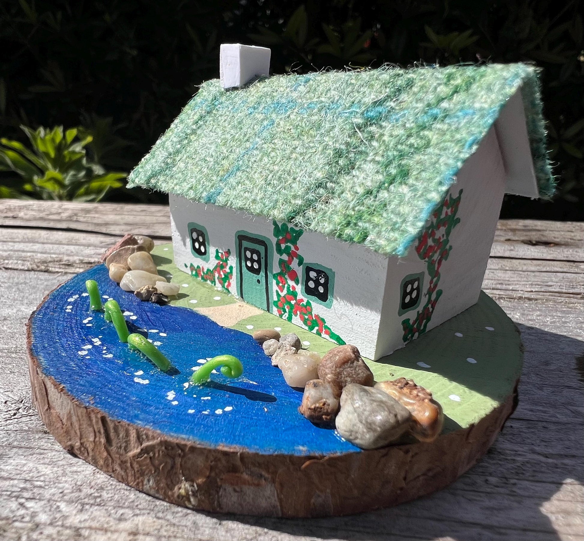 Green Tartan Harris Tweed Keepsake Miniature Scottish Loch Ness Monster Bothy Collectible, Handmade in Scotland