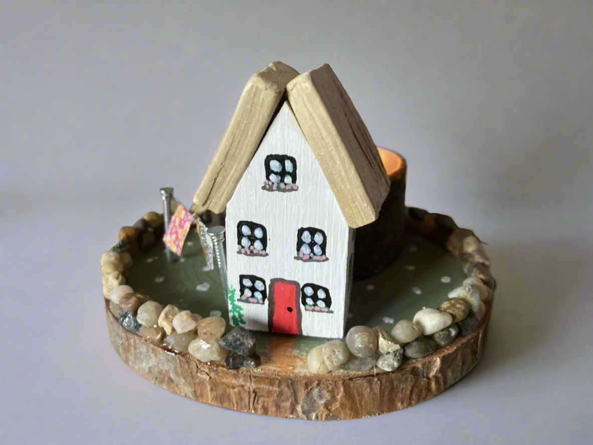 Adorable Scottish Cottage Tealight Holder, Handmade in Fife