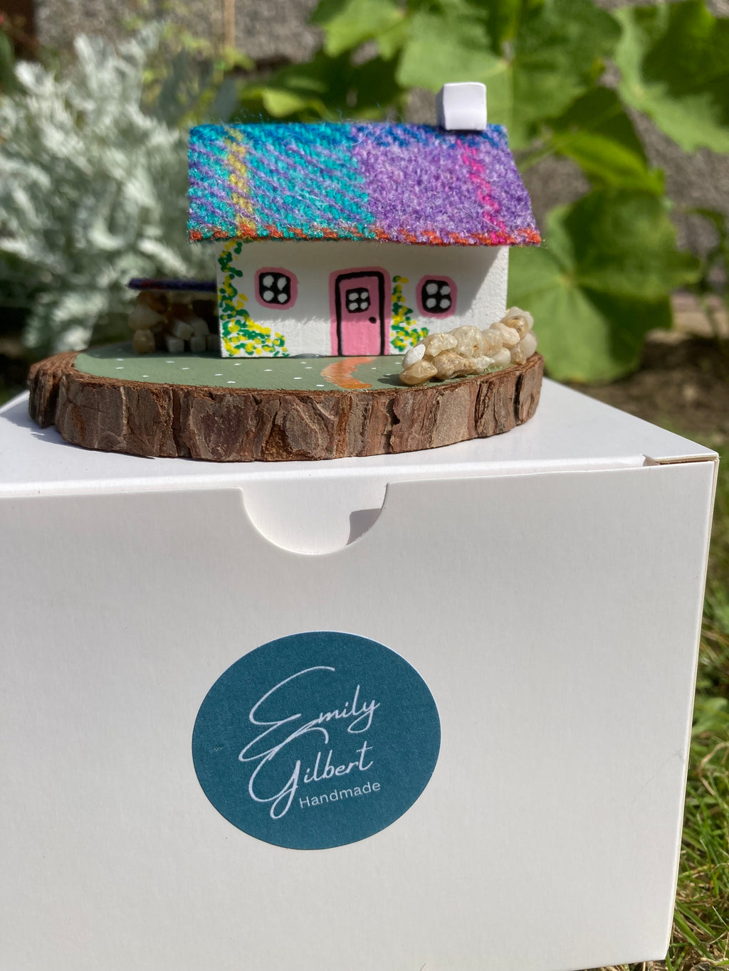 Violet & Kingfisher Blue Tartan Harris Tweed Bothy Cottage Gift, Handmade in Scotland