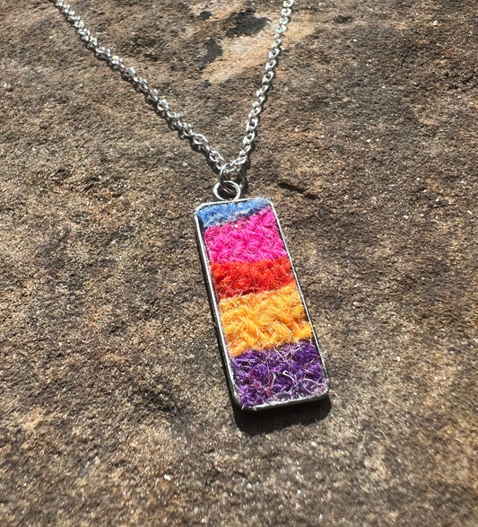 Rainbow Harris Tweed Patchwork Pendant
