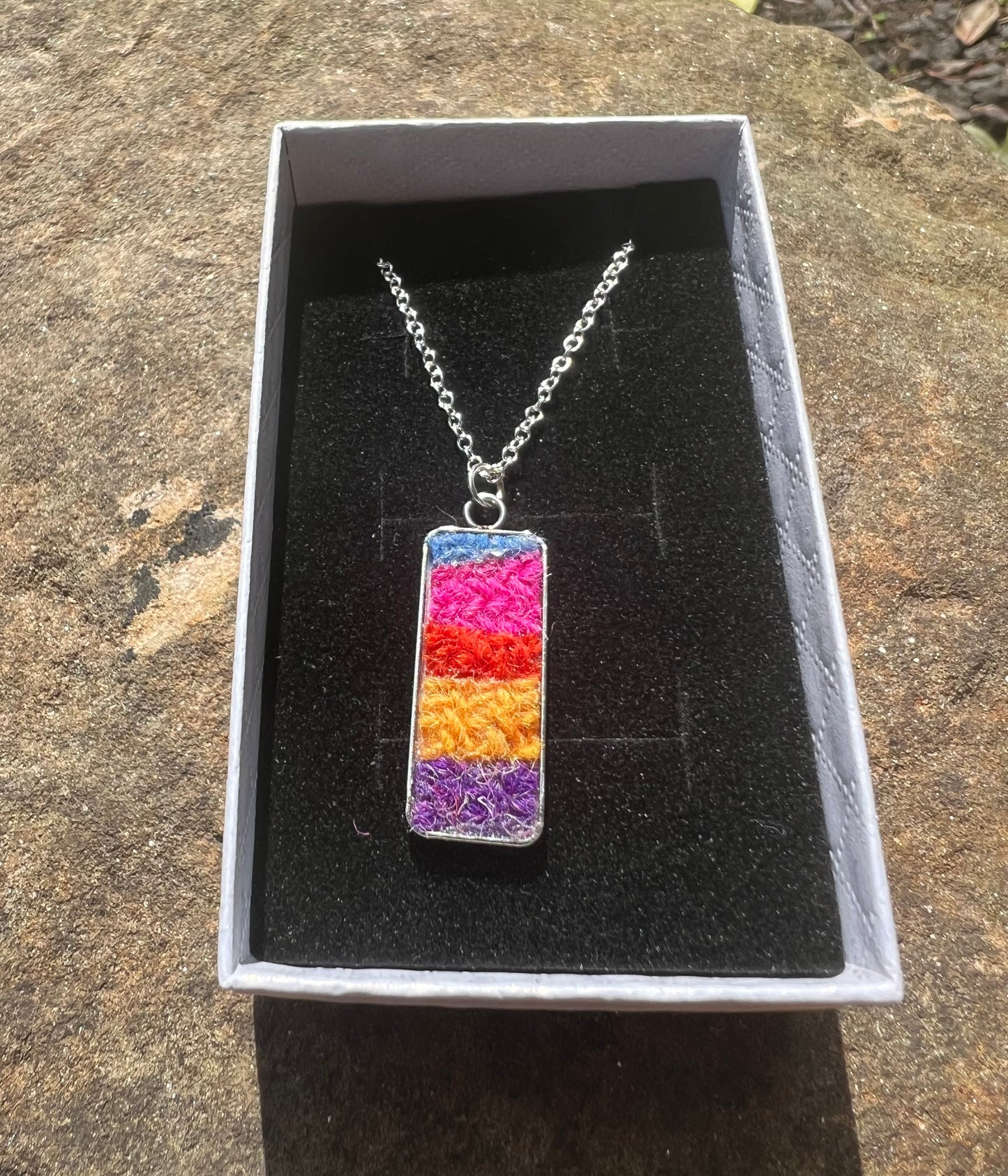 Rainbow Harris Tweed Patchwork Pendant