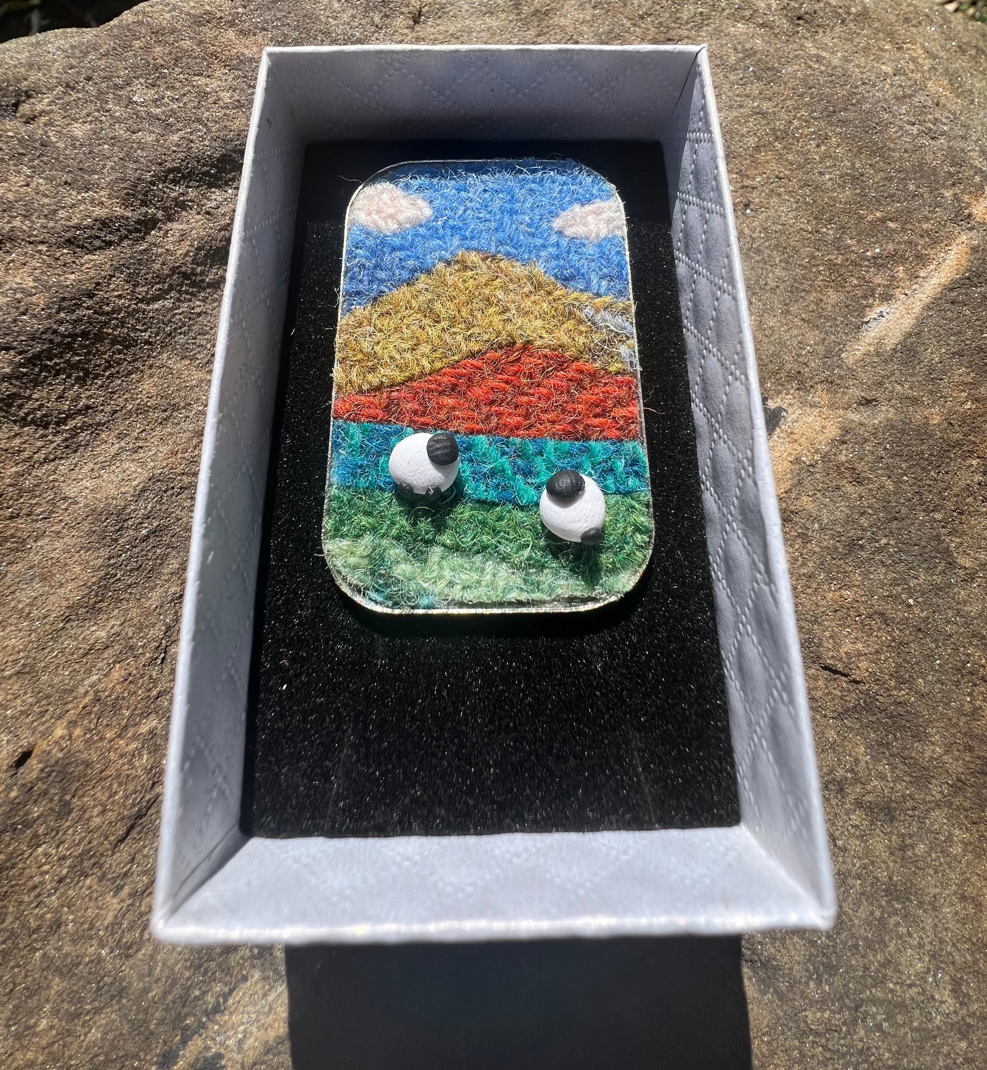 Harris Tweed Sheep Brooch, Handmade in Scotland, Gift Box Included