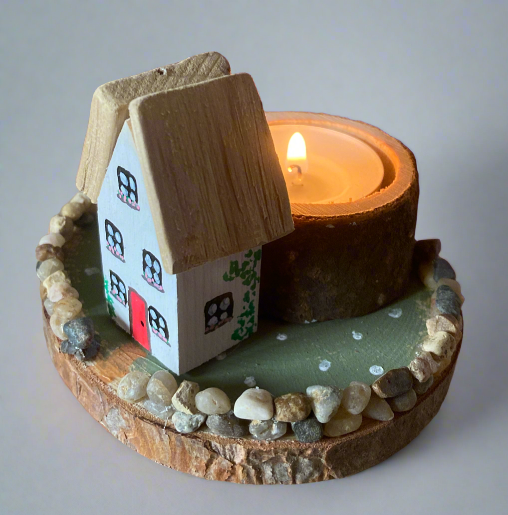 Adorable Scottish Cottage Tealight Holder, Handmade in Fife